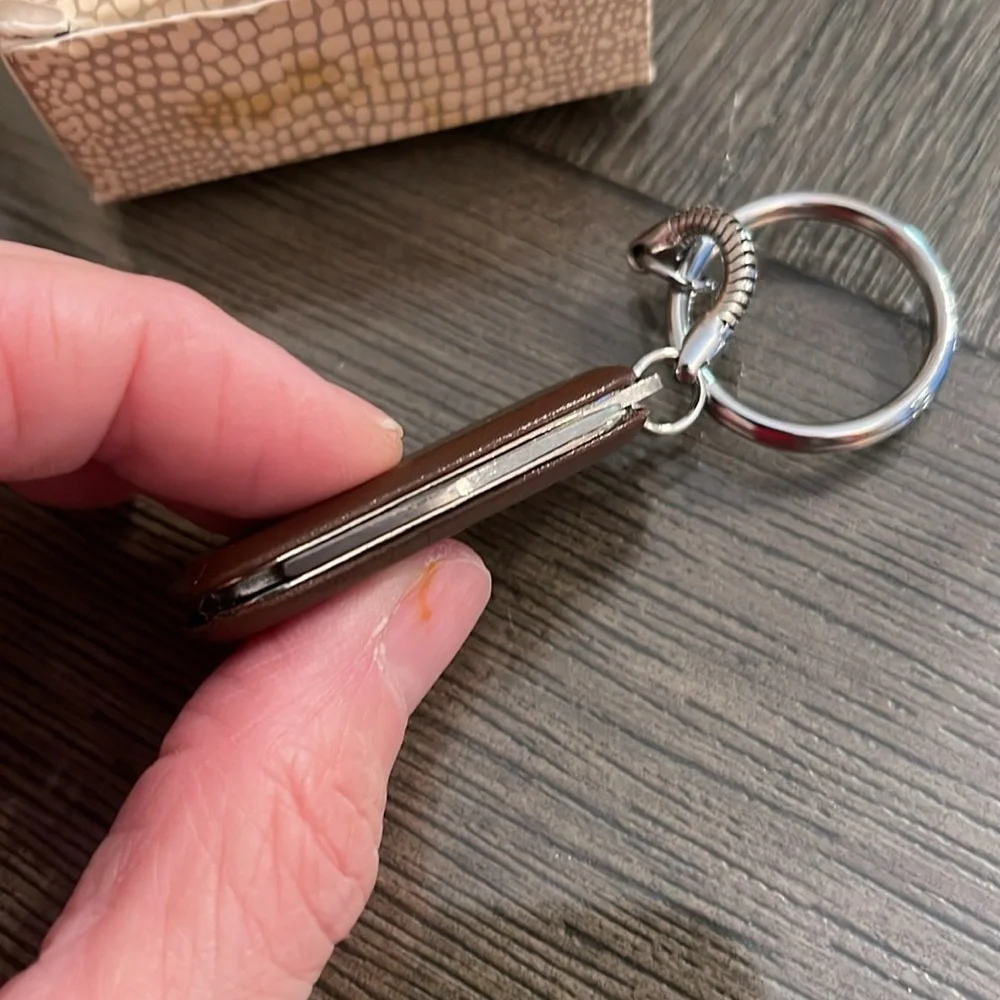Vintage 1983 Avon Pocket Penknife Keychain Brown Simulated Leather